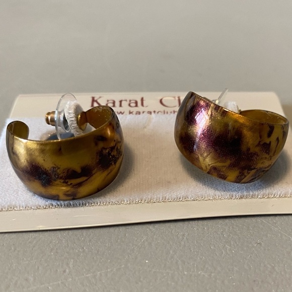 $5 ADD ON NEW Karat Club Metallic Tie Die Thick Hoop Earrings 1” - Picture 2 of 5